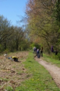 Volunteers at work on widening the path